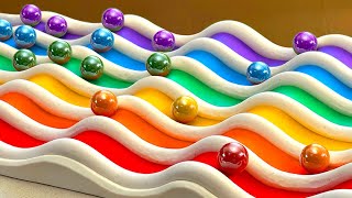 Marble Run Race Plasticine ASMR Pop Tubes Train [upl. by Anaigroeg38]