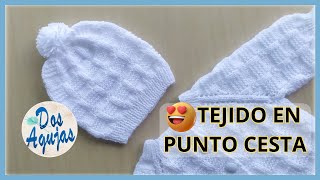 COMO TEJER GORRITO PUNTO CESTA 0 A 3 MESES EN DOS AGUJAS PARA ZURDOS [upl. by Ignacia]