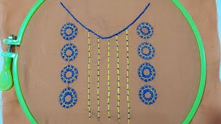 Easy and Beautiful Hand Embroidery Neck Design [upl. by Anett]