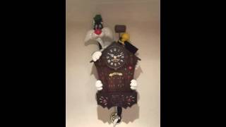 Tweety Bird and Sylvester Cuckoo Clock Animated Talking with Swinging Tail Pendulum WB Looney Tunes [upl. by Annoved]