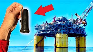 Crazy Footage Of A Fishing Camera Dropping Under An Active Oil Rig [upl. by Retrop]