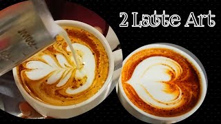 how to make 2 latte art hot coffee ☕ recipe special latte coffee art [upl. by Macrae]