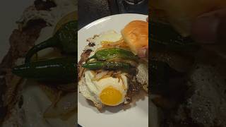 Eggs Serrano peppers burger🔥🍔 BurgerGoals trending youtubeshorts fyp viral homemadeburger [upl. by Nomzzaj556]