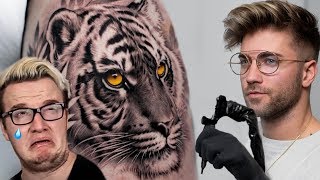 REALISTIC TIGER TATTOO TIME LAPSE  MINI LADD [upl. by Melvina]