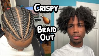 Taking Out Crispy Cornrows After A Month  Mens Braid Out Tutorial [upl. by Akcir]