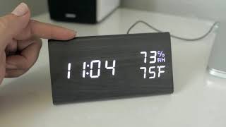 Modern Digital Led  Wooden Alarm Clock  Review amp Setup [upl. by Rieth]