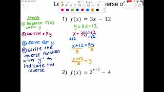 Finding inverses algebraically [upl. by Veradi]