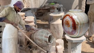 ONYX Marble Stone Turning into a Vintage Vase  Handcrafted Vintage ONYX Marble Stone Vase [upl. by Ennaeirrac391]