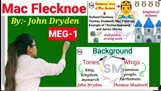 Mac flecknoe poem summary in EnglishHindi by John Dryden meg1ignou [upl. by Jenkel437]