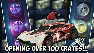 SO MANY MYSTERY UNIVERSAL DECALS amp PAINTED EXOTIC WHEELS  LUCKY Rocket League 100 Crate Opening [upl. by Axia756]