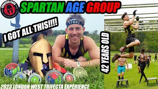 AMAZING  FIRST SPARTAN AGE GROUP  AGED 42  6 MEDALS  LONDON WEST 2023 [upl. by Muslim]