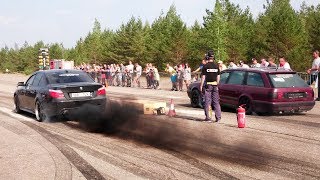 BMW 535D E60 vs Audi 100 C4 Quattro 22t 20v 14 mile drag race [upl. by Cha]