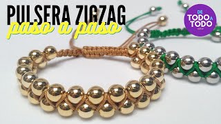 Cómo hacer una pulsera en ZIGZAG con balines o piedras [upl. by Alaet]