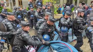 Paris Police Descend on ProPalestine Encampment in Place de la Sorbonne [upl. by Garcia]