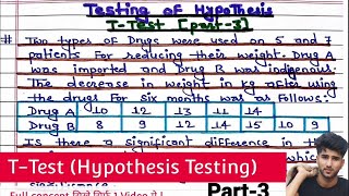 Ttest  T test part3  hypothesis testing Ttest  Ttest full concept  testing of hypothesis [upl. by Conn]