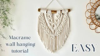 Macrame wall hanging tutorial  step by step  for beginners DIY [upl. by Anidene]