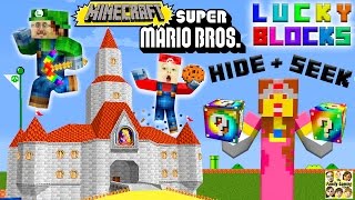 MARIO LUIGI amp PRINCESS PEACH play MINECRAFT Lucky Block Hide amp Seek FGTEEV Challenge [upl. by Zimmermann]