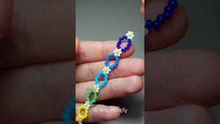 Flower seed bead bracelet🧚‍♀️🌈 beads beadwork tutorial jewellery bracelet diycraft [upl. by Earleen]