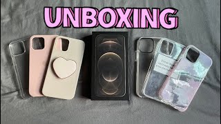 iPhone 12 Pro Gold Unboxing  cases ✨ [upl. by Ybab]