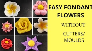 Easy fondant flower tutorialno cutters or moulds needed ഫോണ്ടൻ്റ് പൂക്കൾ [upl. by Landa664]