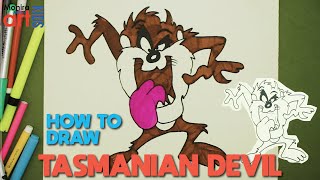 How to Draw Tasmanian Devil from Looney Tunes  Classic Cartoon character [upl. by Naehgem]