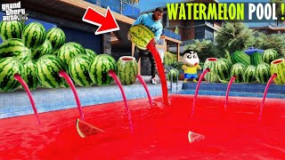 Franklin amp Shinchan Make a Swimming Pool Into Watermelon Pool in GTA 5 [upl. by Adnarim]