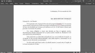 Cómo hacer una carta de despido utilizando Word [upl. by Hayyikaz272]