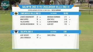 2nd XI Rd 3 Balwyn v Endeavour Hills [upl. by Htebiram]