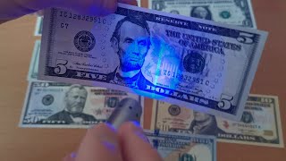 How Dollar Banknotes Look like under UV light [upl. by Eigger561]