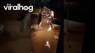 Flash Flooding Causes Cars to Pile Up in Valencia  ViralHog [upl. by Airotahs]