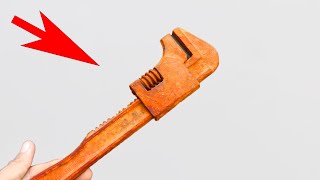 Old Rusted Pipe Wrench Restorationrepair [upl. by Annaiv]