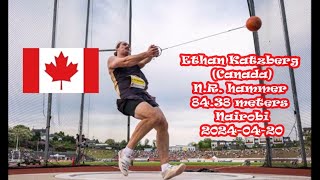 Ethan Katzberg Canada hammer 8438 meters NR Nairobi 20240420 [upl. by Asalocin]