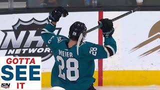 GOTTA SEE IT Timo Meier Scores Fifth Goal Of Game With Filthy ToeDrag Snipe [upl. by Mloc]