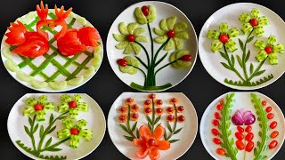 5 Super Salad Decoration Ideas Beautiful Salad Decoration With Tomato Cucumber and Onion Plate Art [upl. by Seessel152]