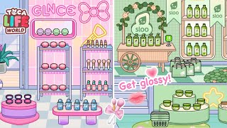 Glnce vs Sloo 💄☘️🛍️  Beauty store idea  Toca life designs  Toca Boca [upl. by Latoyia939]