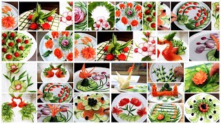 1 HOUR Handmade Salad decoration  Fruit amp Vegetable Carving amp Cutting Garnish [upl. by Enreval]