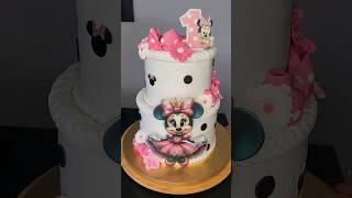 1st birthday Minnie Mouse cake🎀💖Chocolade cake gevuld met chocolade ganache cakesbyshanti [upl. by Kcirted]