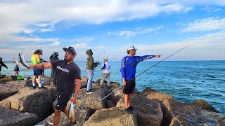 Port Aransas Jetty Fishing Spanish Mackerel  Catch and Cook [upl. by Eita]