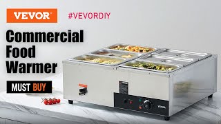 VEVOR 6Pan Commercial Food Warmer 185°F Temp Control for Catering and Restaurants [upl. by Leonora656]