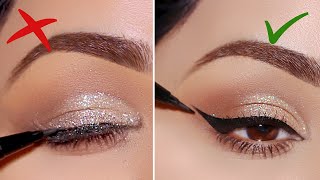 How to apply EYELINER over glitter makeup 2 ways [upl. by Hnao]