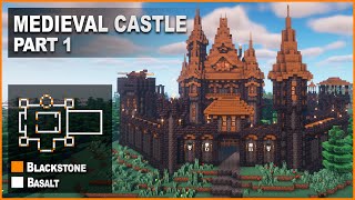 Minecraft How to build a Blackstone Medieval Castle  Tutorial [upl. by Vish]