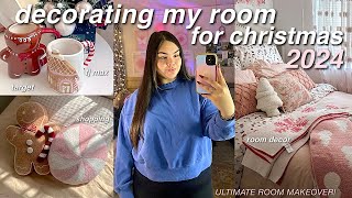 DECORATING MY ROOM FOR CHRISTMAS ⛸️⛄️ decor shopping room makeover haul  decorate wme [upl. by Amorete]