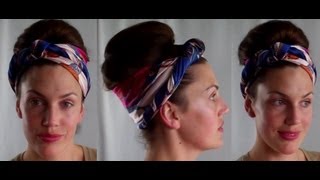 HOTD Dirty hair updo Scarf amp retro bouffant bun hairstyle tutorial  Vinatgious [upl. by Allertse]