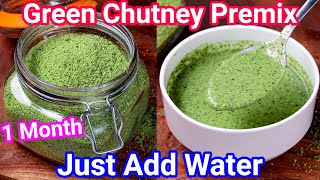 Instant Green Chutney Premix Recipe  Just Add Water amp Chutney Ready for Chaat Breakfast amp Meals [upl. by Catharine]