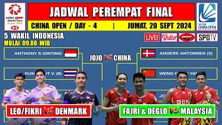 Jadwal 8 Besar China Open 2024 Hari Ini  FAJRI vs MALAYSIA  FIKRIDANIEL vs DENMARK  5 Wakil INA [upl. by Anirpas]