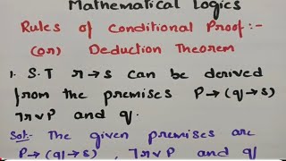 btechmathshub7050 Rules of Conditional Proof Mathematical Logics MFCS  Imp problems Solutions [upl. by Hsenid641]