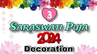 Saraswati Puja Decoration Ideas 2024  Saraswati Puja Decoration IdeasPuja Decoration Ideas at Home [upl. by O'Toole]