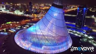 Ночная Астана с высоты птичьего полета The night view of the Astana city Kazakhstan [upl. by Sral]