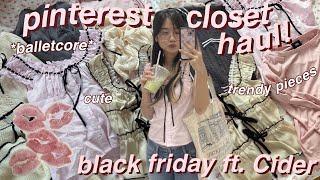 🩰📦 HUGE BLACK FRIDAY HAUL ftcider  coquette balletcore y2k inspired trendy clothes fallwinter [upl. by Mutua]