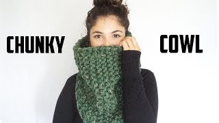 SUPER EASY KNITTED CHUNKY COWL  TUTORIAL  CJ Design ♡ [upl. by Briano]